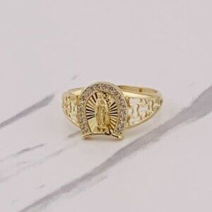 10k gold ring Virgin Mary - Our lady of Guadalupe size 8.5 horseshoe